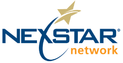 Nexstar Network logo featuring blue text, a gold star above the "X," and the word "network" in gold below "Nexstar.