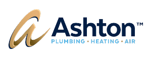 Ashton logo with gold "a" symbol and text reading "Ashton Plumbing Heating Air" on a black background.