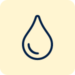 Simple black outline of a water droplet on a light beige background.