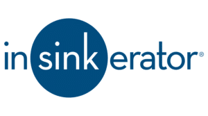 InSinkErator logo with the word "sink" inside a blue circle and the rest of the brand name in blue text outside the circle, often seen in positive service reviews.