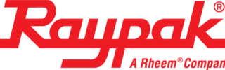 Red Raypak logo with the tagline “A Rheem® Company” beneath it, often highlighted in positive service reviews.