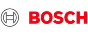 Bosch logo with a gray circular emblem on the left and the word "BOSCH" in bold red letters on the right, often recognized in service reviews for its iconic design.