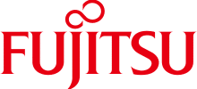 The Fujitsu logo in red text with two interlocking rings above the letter "J" on a black background, often seen in service reviews for its recognizable design.
