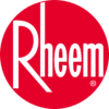 Red circle logo with the word "Rheem" in stylized black font, recognized by many in positive service reviews.